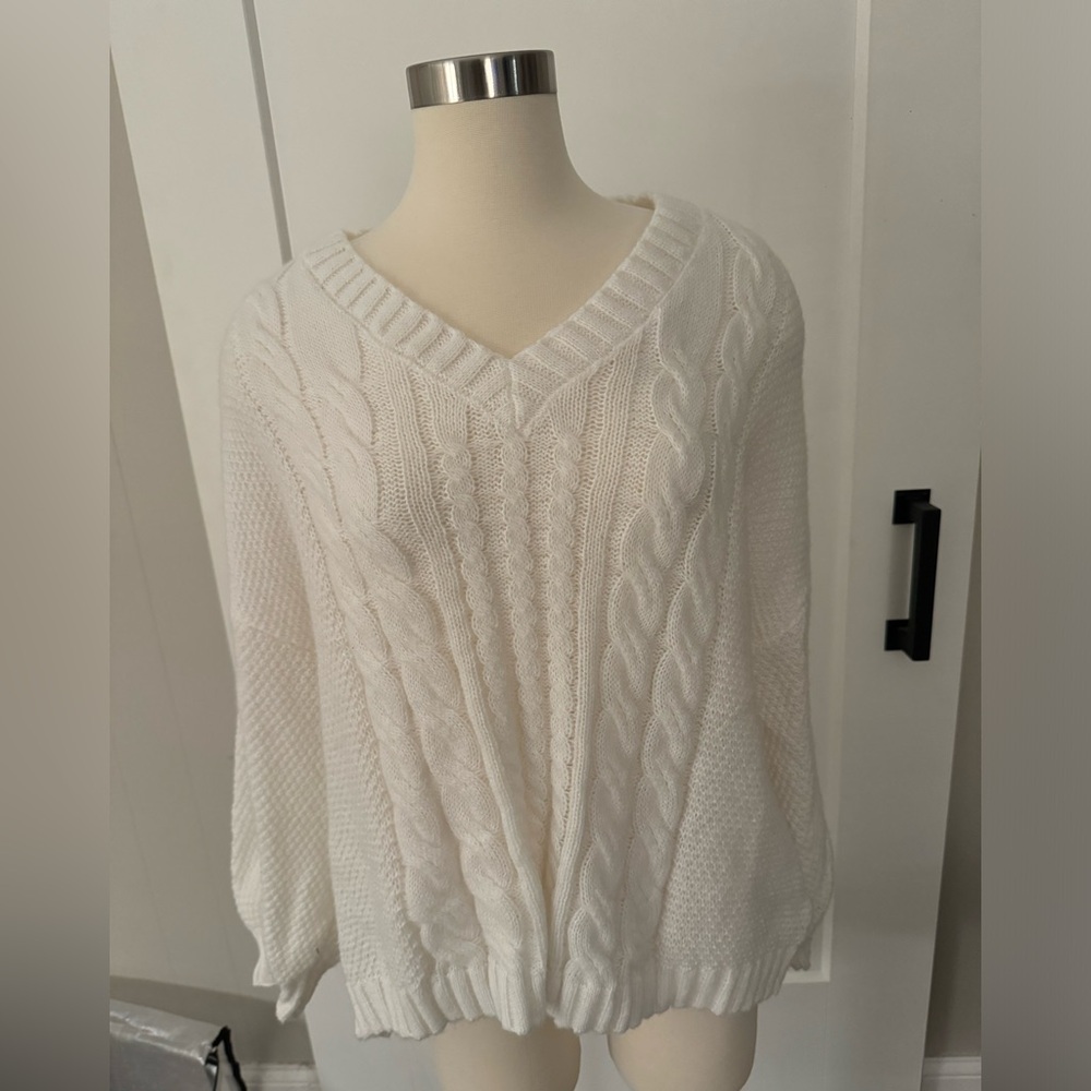 White Cable Knit Sweater
